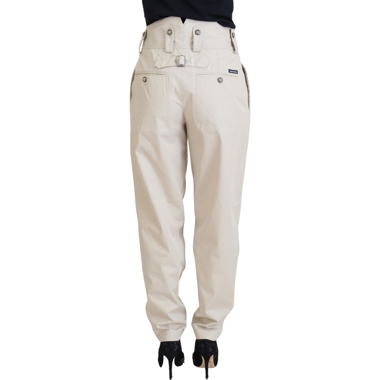 Dolce & Gabbana Beige High Waist Women Pants PAN73088 - 36