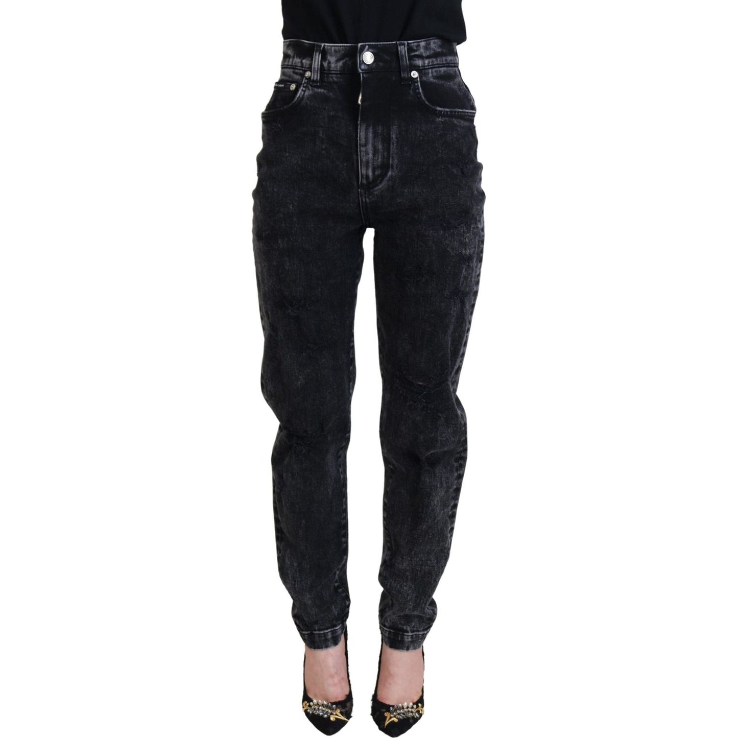Dolce & Gabbana Black Washed Cotton High Waist Denim Jeans PAN73122 - 40