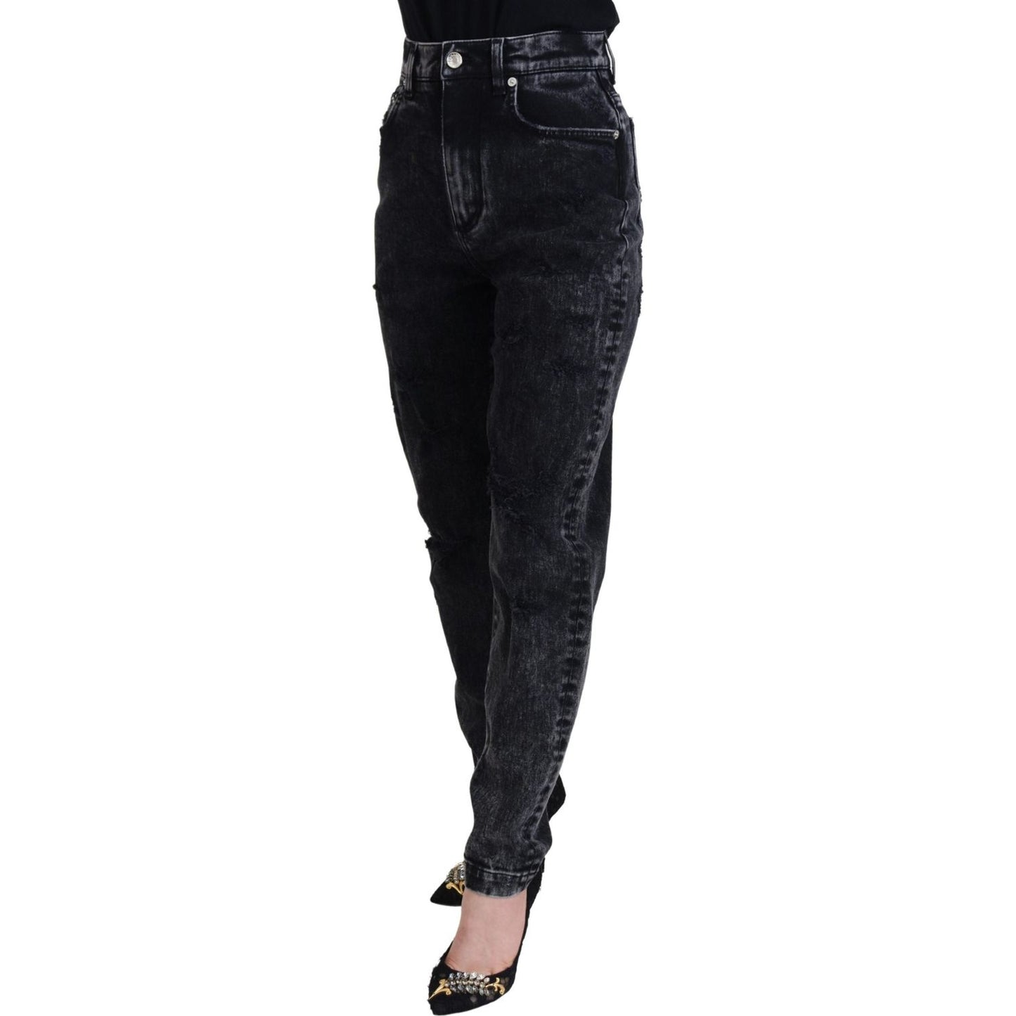 Dolce & Gabbana Black Washed Cotton High Waist Denim Jeans PAN73122 - 40