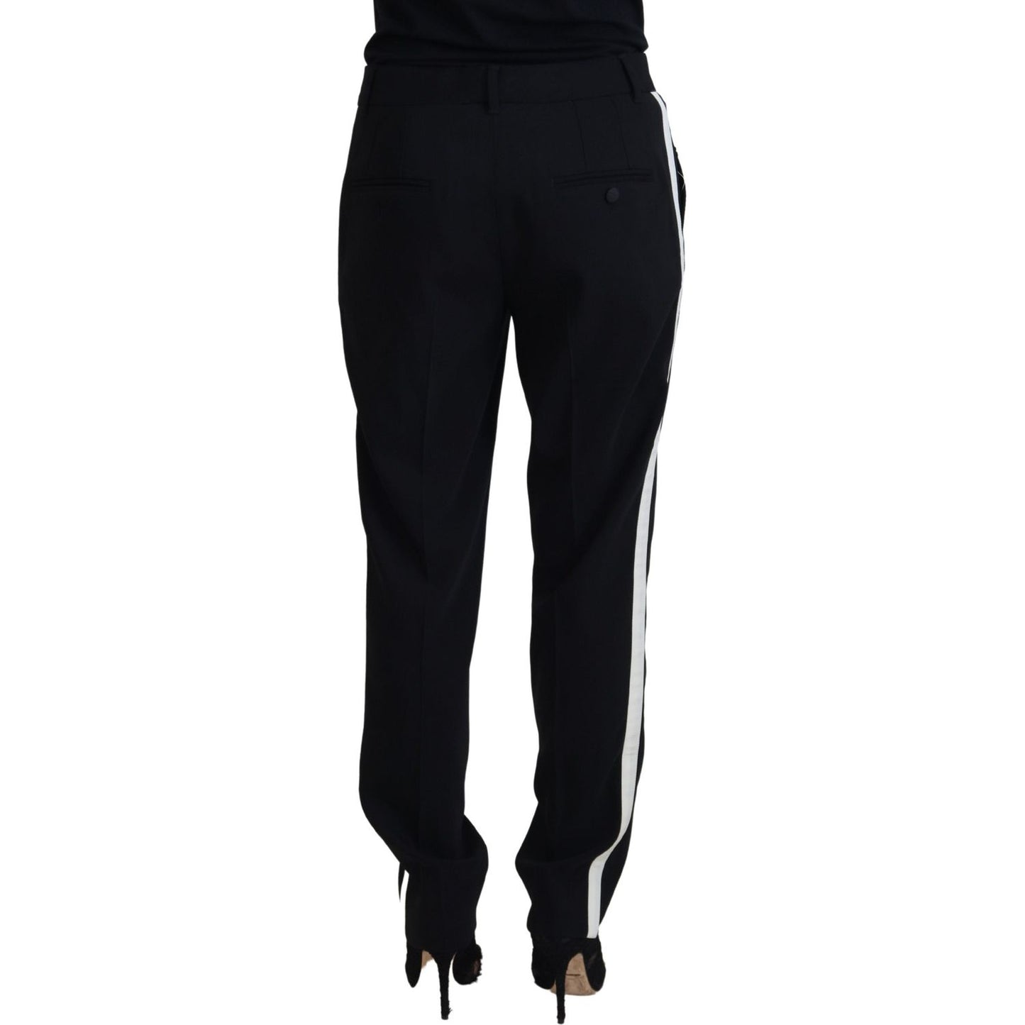 Dolce & Gabbana Black Tapered Women Wool Pants PAN74213 - 40