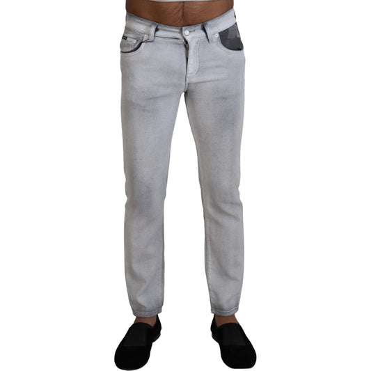 Dolce & Gabbana Elegant Gray Washed Cotton Blend Pants Dolce & Gabbana Dark Gray