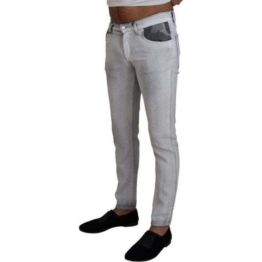 Dolce & Gabbana Elegant Gray Washed Cotton Blend Pants Dolce & Gabbana Light Slate Gray