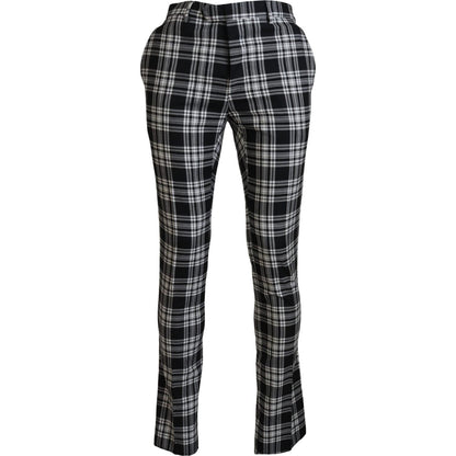 BENCIVENGA Black Checkered Cotton Men Casual Pants