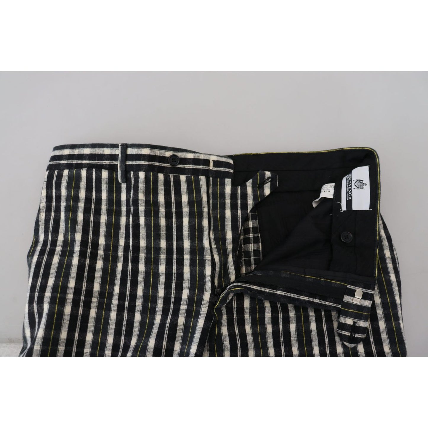 BENCIVENGA Black Checkered Cotton Casual Pants PAN74120 - 46