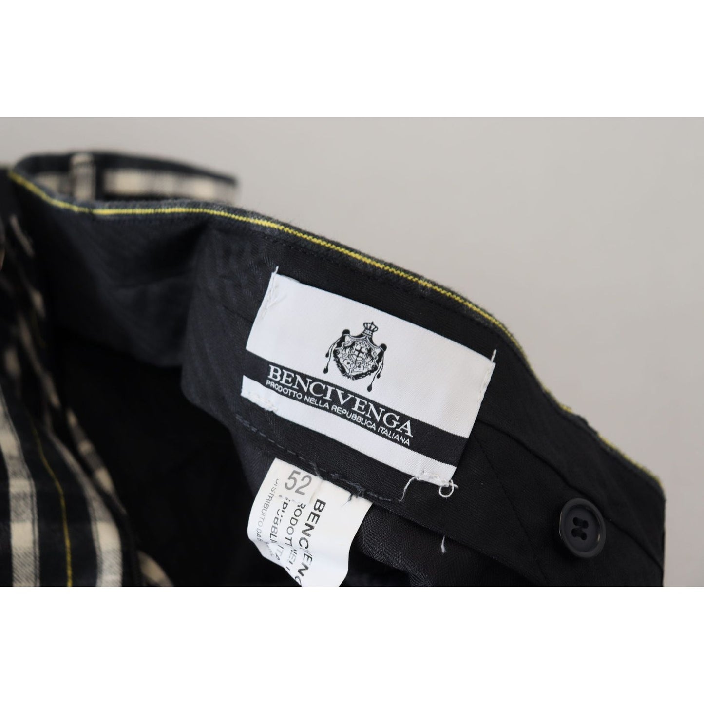 BENCIVENGA Black Checkered Cotton Casual Pants PAN74120 - 46