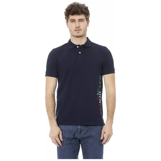Baldinini Trend Blue Cotton Men Polo Shirt Baldinini Trend Dark Slate Gray