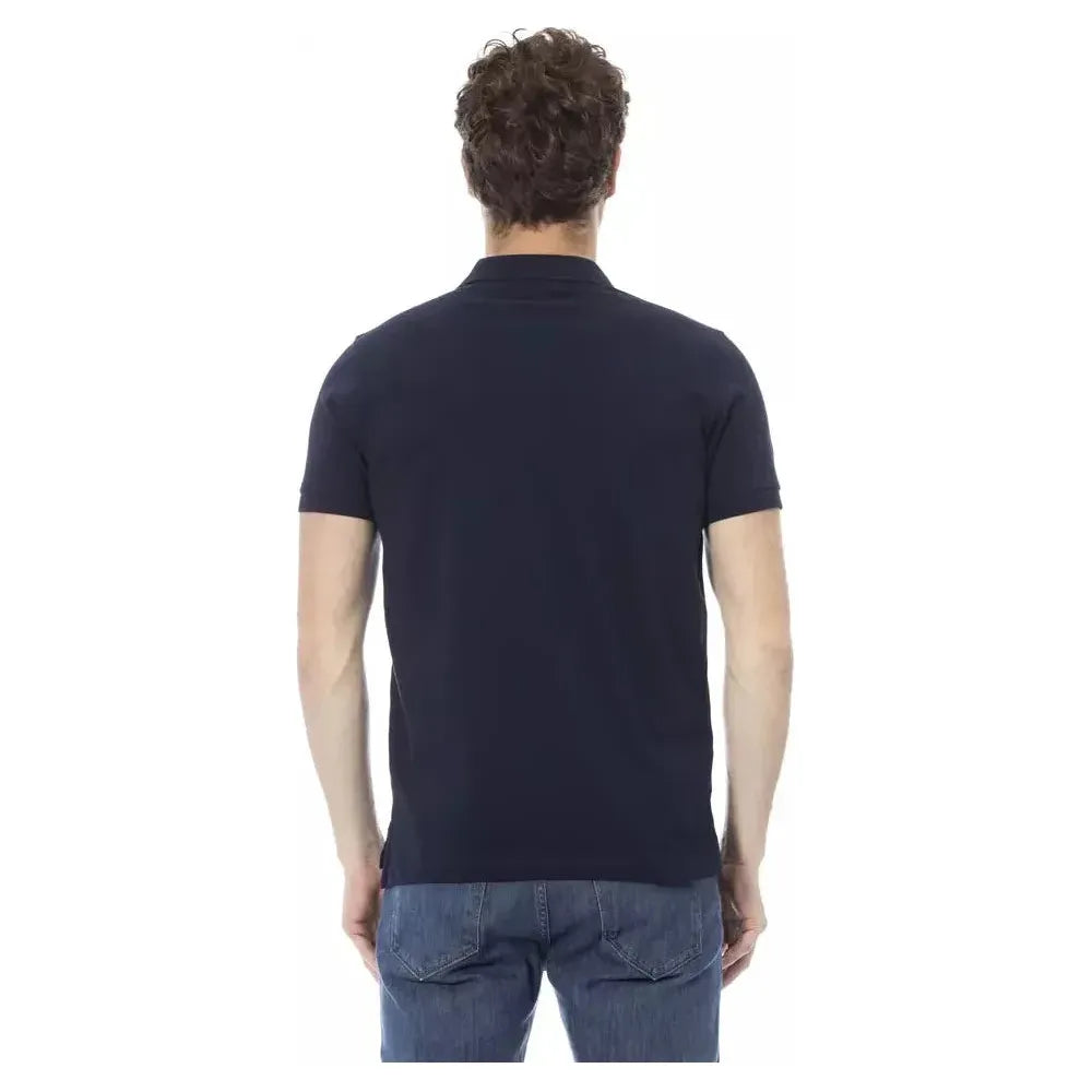 Baldinini Trend Blue Cotton Men Polo Shirt BA-23209-3XL
