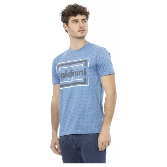 Baldinini Trend Light Blue Cotton Men T-Shirt Baldinini Trend Dark Gray