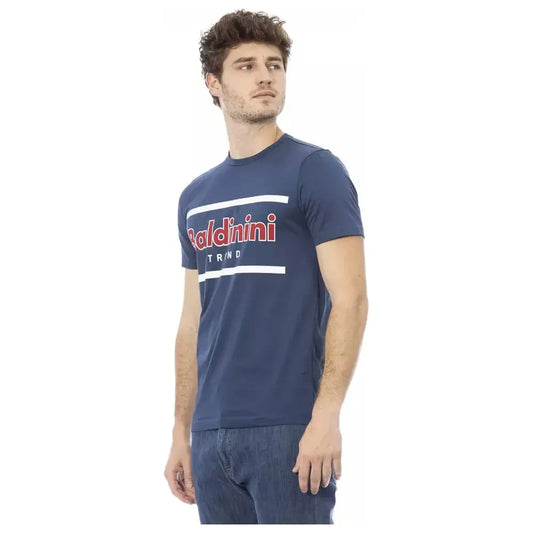 Baldinini Trend Blue Cotton Men T-Shirt Baldinini Trend Dim Gray