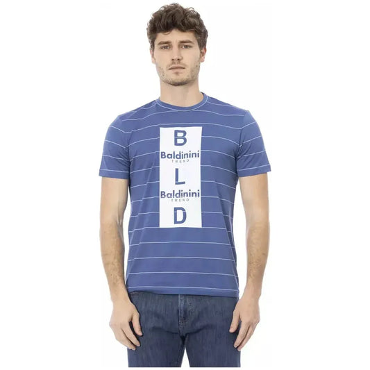Baldinini Trend Blue Cotton Men T-Shirt Baldinini Trend Dim Gray