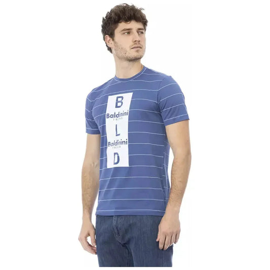 Baldinini Trend Blue Cotton Men T-Shirt Baldinini Trend Slate Gray