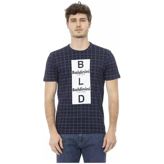 Baldinini Trend Blue Cotton Men T-Shirt Baldinini Trend Gray