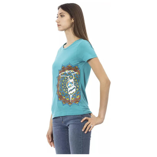 Trussardi Action Light Blue Cotton Women T-Shirt TR-23061-XL