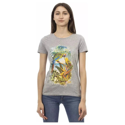 Trussardi Action Gray Cotton Women T-Shirt TR-23046-XS