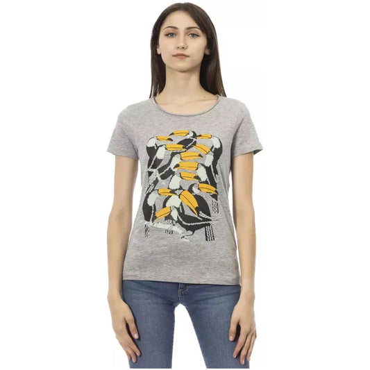 Trussardi Action Gray Cotton Women T-Shirt TR-23045-XS