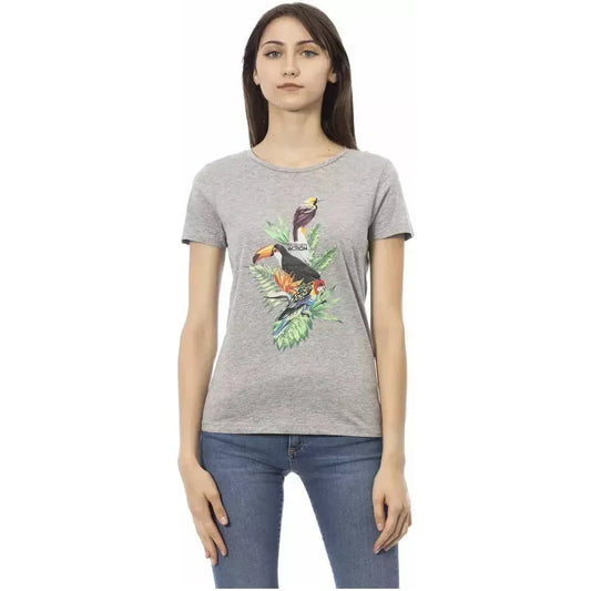Trussardi Action Gray Cotton Women T-Shirt TR-23042-XS