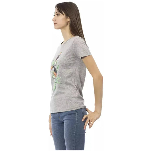 Trussardi Action Gray Cotton Women T-Shirt TR-23042-XS