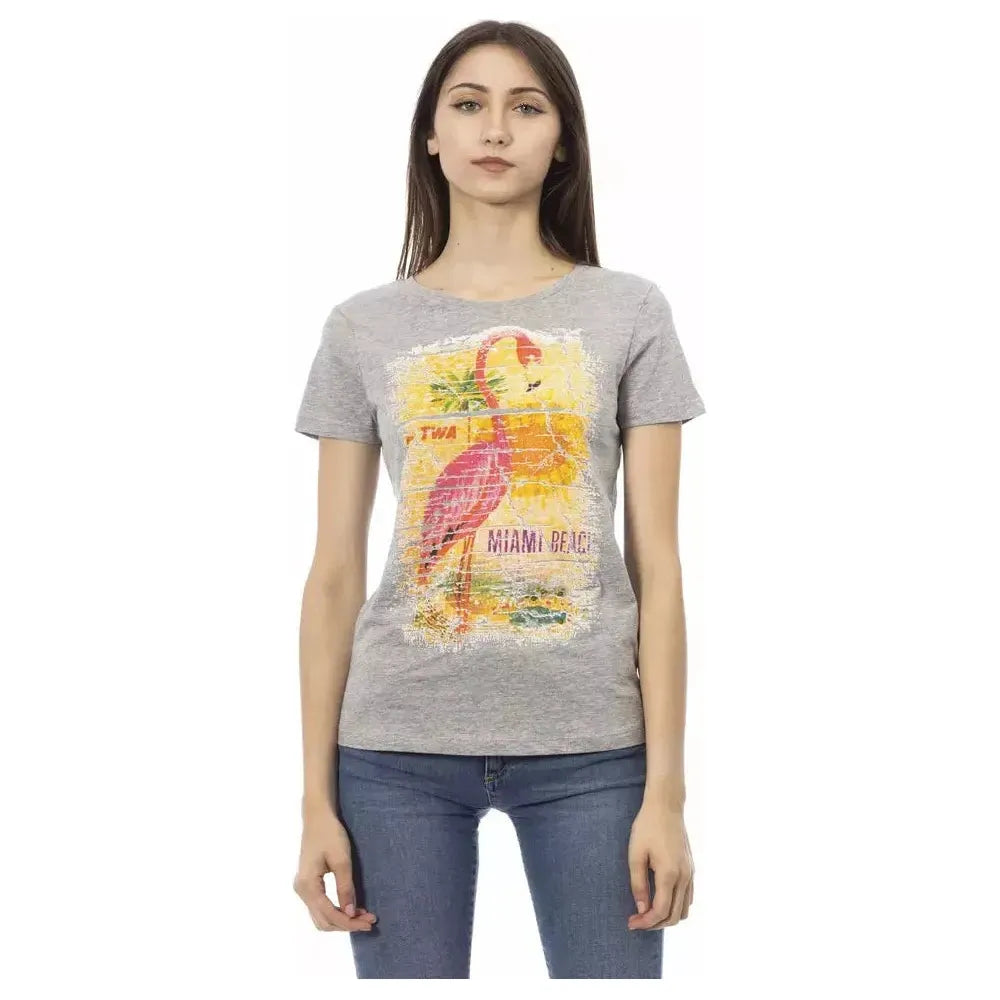 Trussardi Action Gray Cotton Women T-Shirt TR-23025-XS