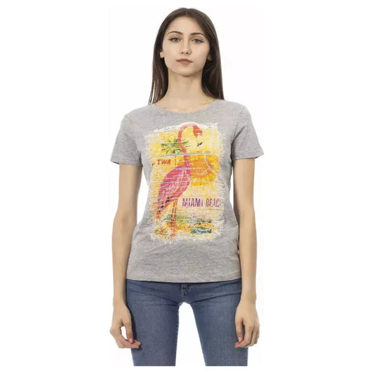 Trussardi Action Gray Cotton Women T-Shirt TR-23025-XS