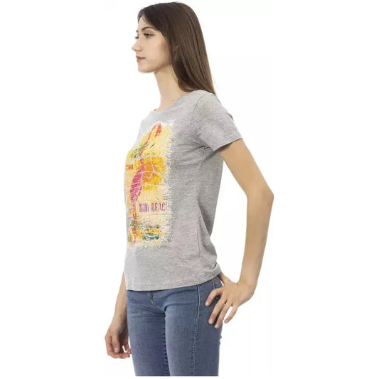 Trussardi Action Gray Cotton Women T-Shirt TR-23025-XS