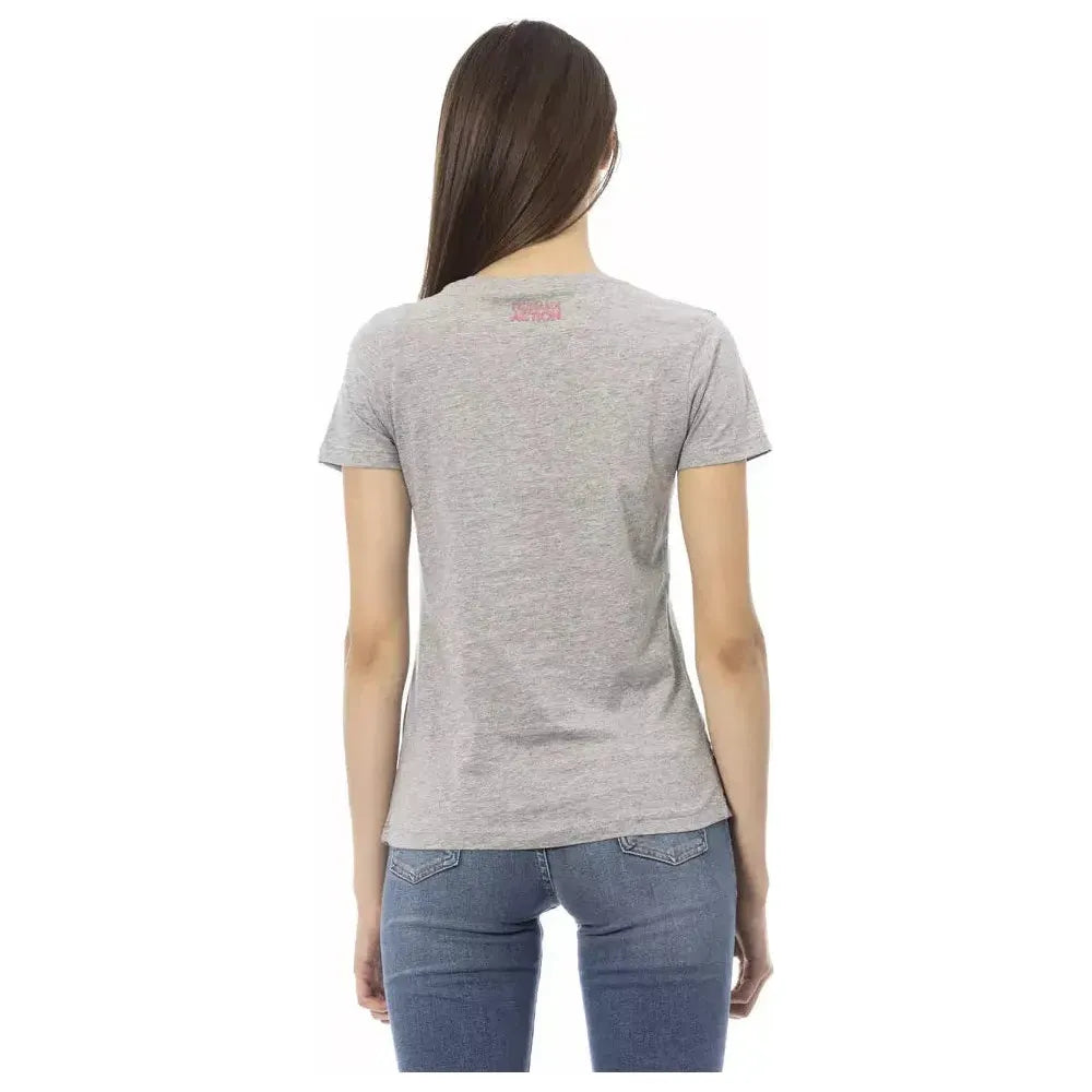 Trussardi Action Gray Cotton Women T-Shirt TR-23025-XS
