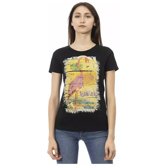 Trussardi Action Black Cotton Women T-Shirt TR-23026-XS