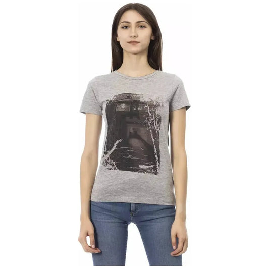 Trussardi Action Gray Cotton Women T-Shirt TR-23021-XS