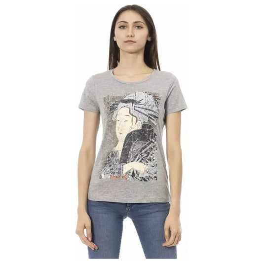 Trussardi Action Gray Cotton Women T-Shirt TR-23015-S