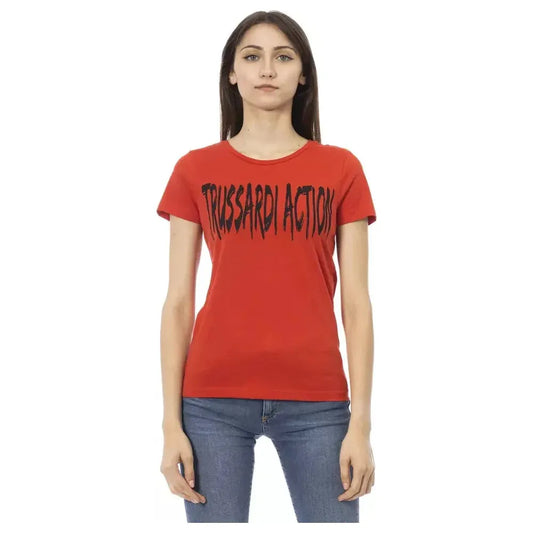 Trussardi Action Red Cotton Women T-Shirt TR-22996-S