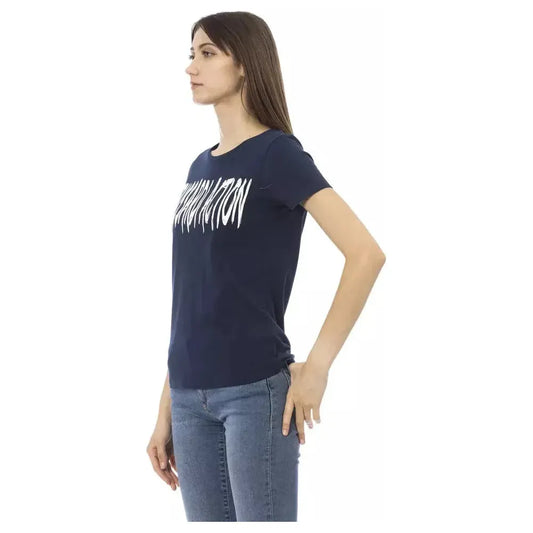 Trussardi Action Blue Cotton Women T-Shirt TR-22991-XS