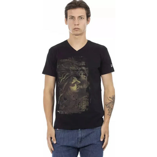 Trussardi Action Black Cotton Men T-Shirt Trussardi Action Dark Slate Gray