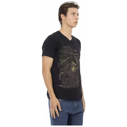 Trussardi Action Black Cotton Men T-Shirt Trussardi Action Dark Slate Gray