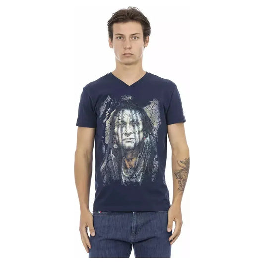 Trussardi Action Blue Cotton Men T-Shirt Trussardi Action Dark Slate Gray