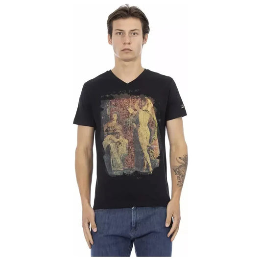 Trussardi Action Black Cotton Men T-Shirt Trussardi Action Dark Slate Gray