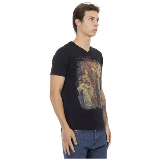Trussardi Action Black Cotton Men T-Shirt Trussardi Action Tan