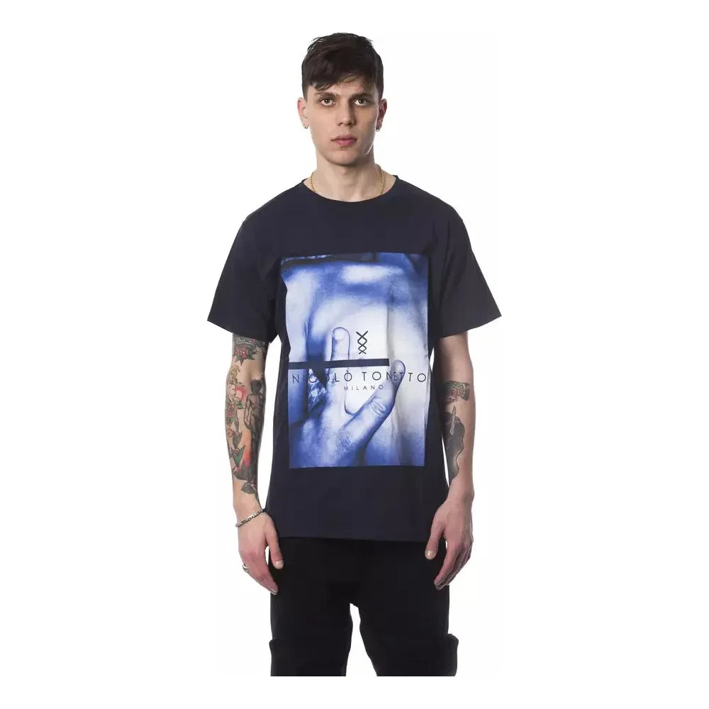 تي شيرت رجالي من القطن باللون الأزرق من نيكولو تونيتو