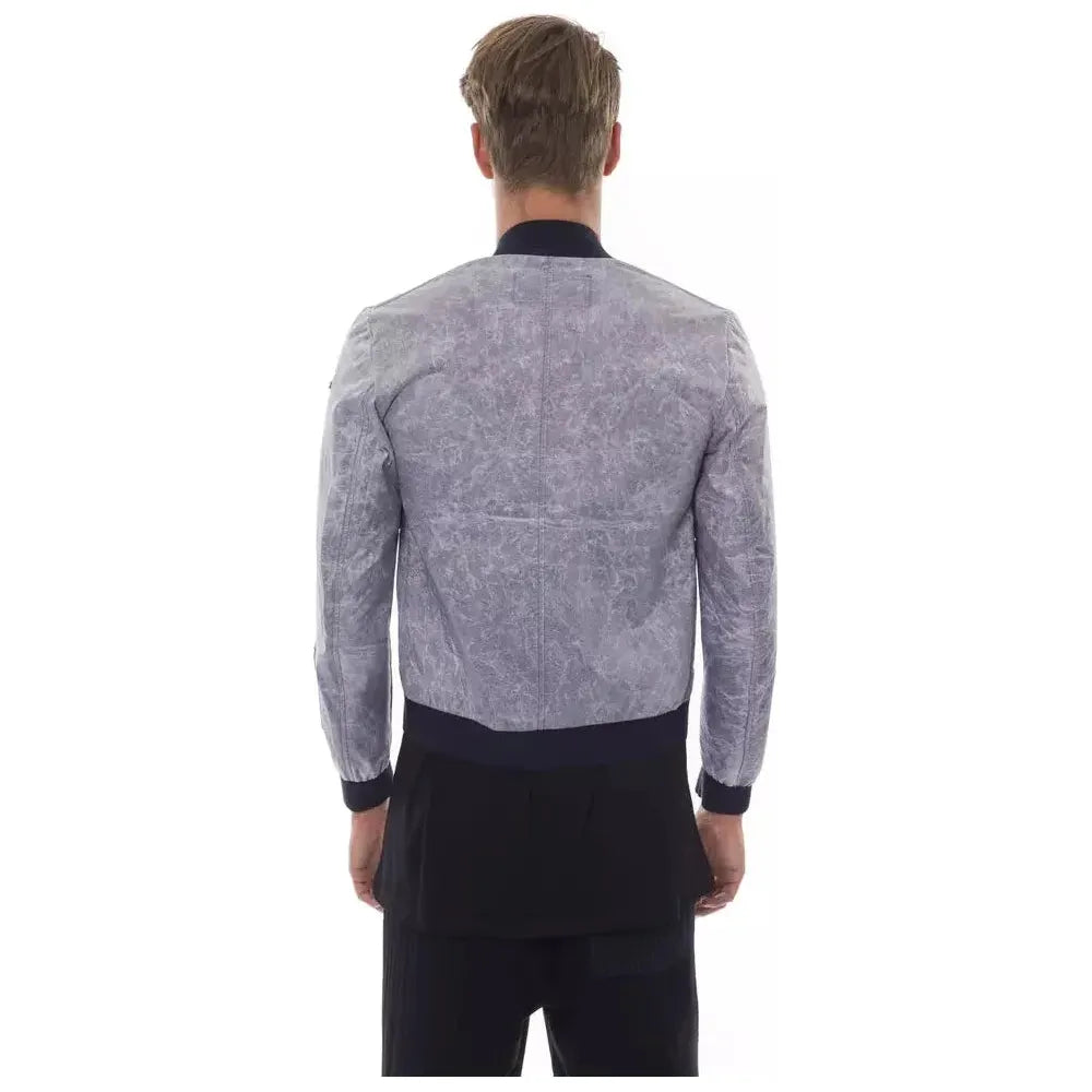 Nicolo Tonetto Gray Polyester Men Bomber Jacket