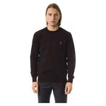 Uominitaliani Brown Merino Wool Men Sweater Uominitaliani Black