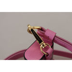 Dolce & Gabbana Pink Black Leather Strap Gold Metal Logo Airpods Case SMY100999