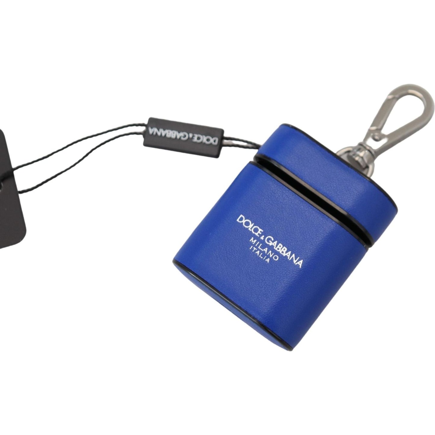 Dolce & Gabbana Blue Leather Silver Metal Logo Airpods Case