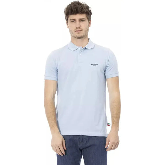 Baldinini Trend Light Blue Cotton Men Polo Shirt Baldinini Trend Light Gray