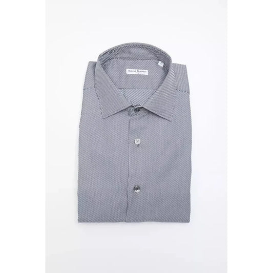 Robert Friedman Blue Cotton Men Shirt Robert Friedman White Smoke
