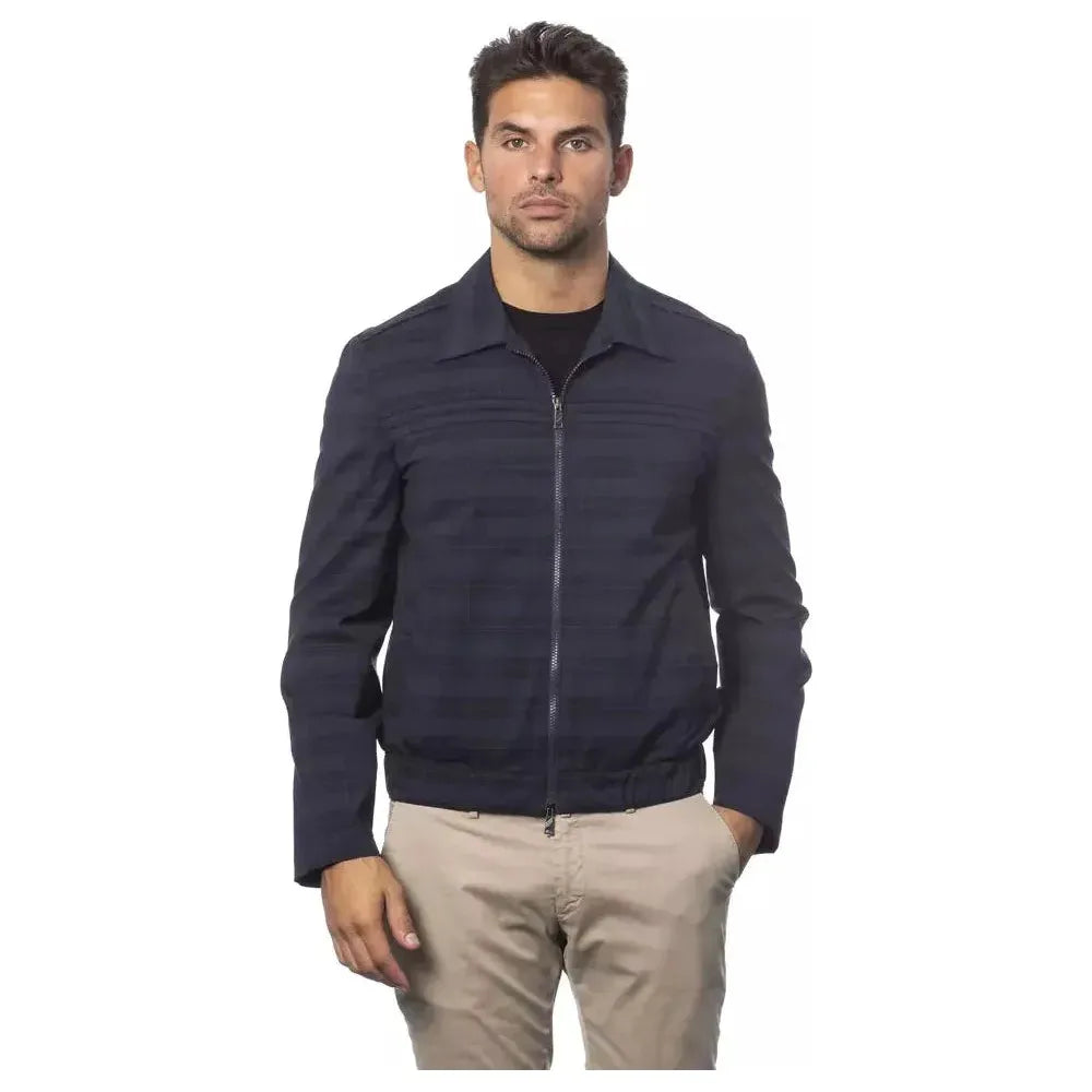Verri Blue Wool Men Bomber Jacket