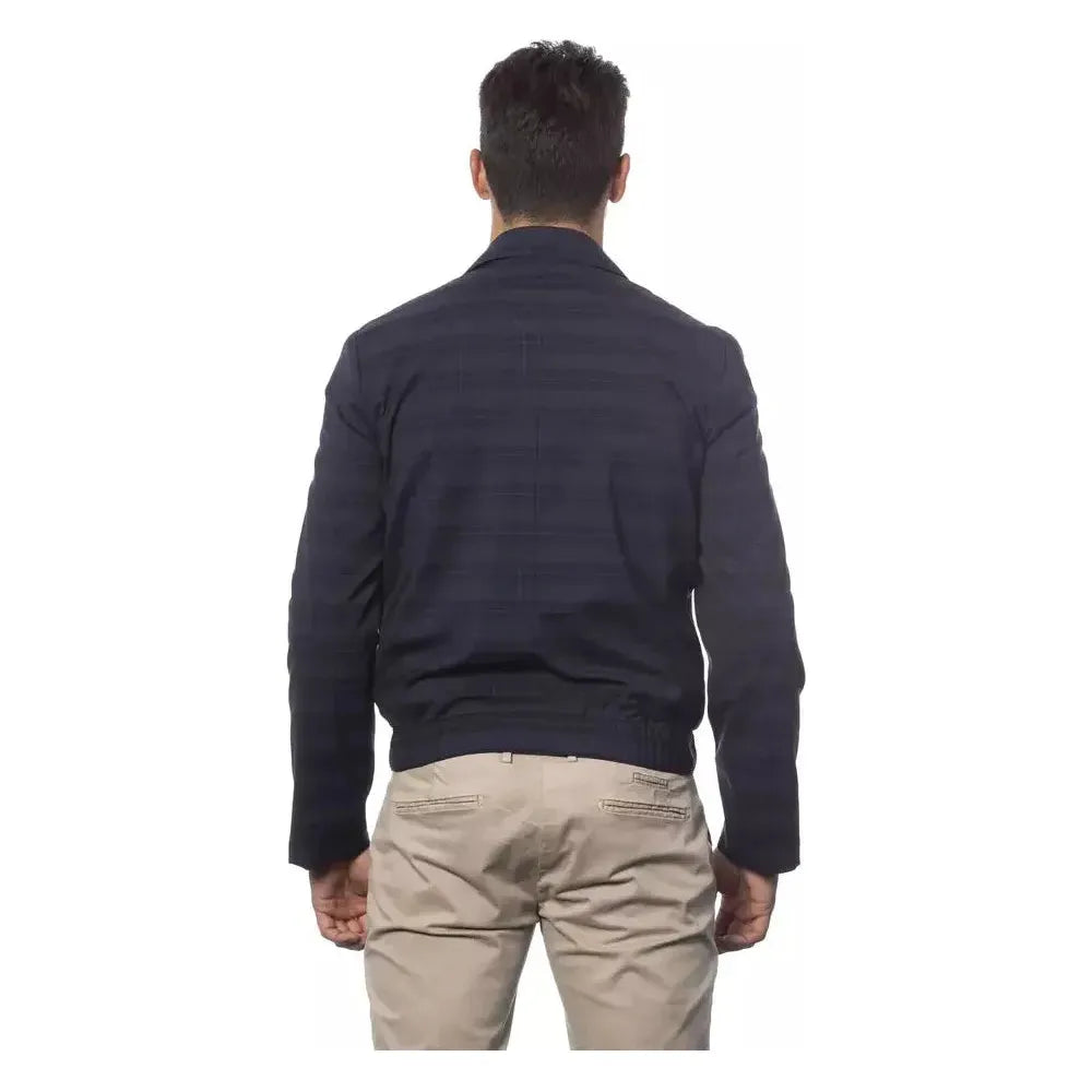 Verri Blue Wool Men Bomber Jacket