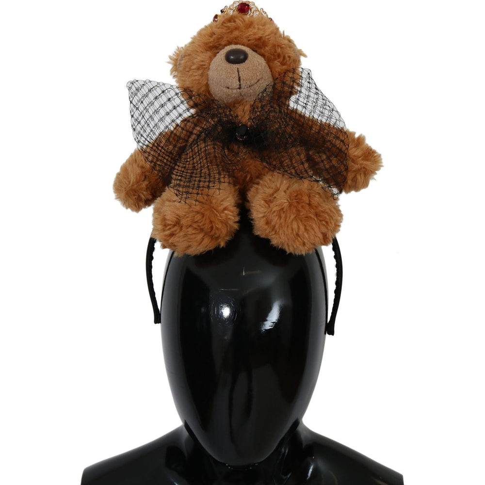 Dolce & Gabbana Teddy Bear Gold Crystal Crown Tiara Diadem Hair Band SMYK114