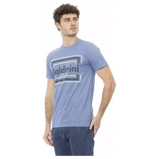 Baldinini Trend Light Blue Cotton Men T-Shirt Baldinini Trend Dark Gray