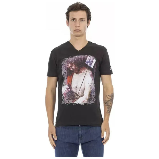 Trussardi Action Black Cotton Men T-Shirt Trussardi Action Tan
