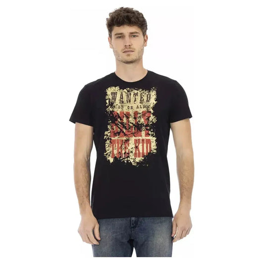 Trussardi Action Black Cotton Men T-Shirt Trussardi Action Dark Slate Gray