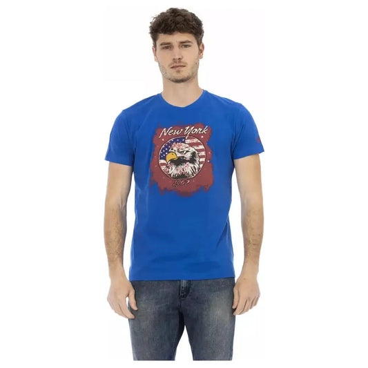 Trussardi Action Blue Cotton Men T-Shirt Trussardi Action Dark Slate Blue