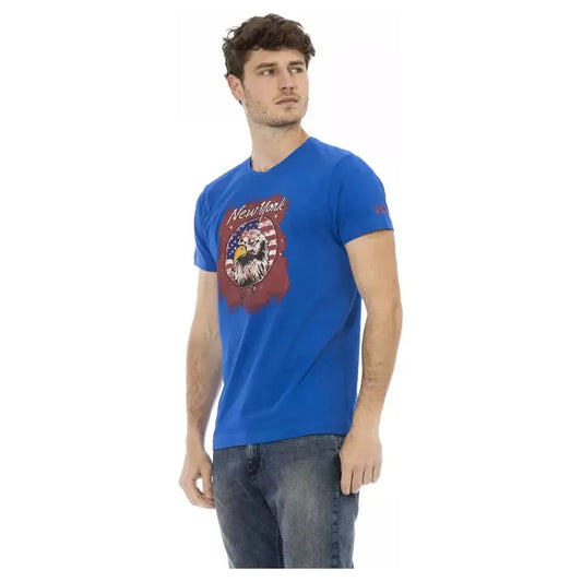 Trussardi Action Blue Cotton Men T-Shirt Trussardi Action Dark Slate Blue